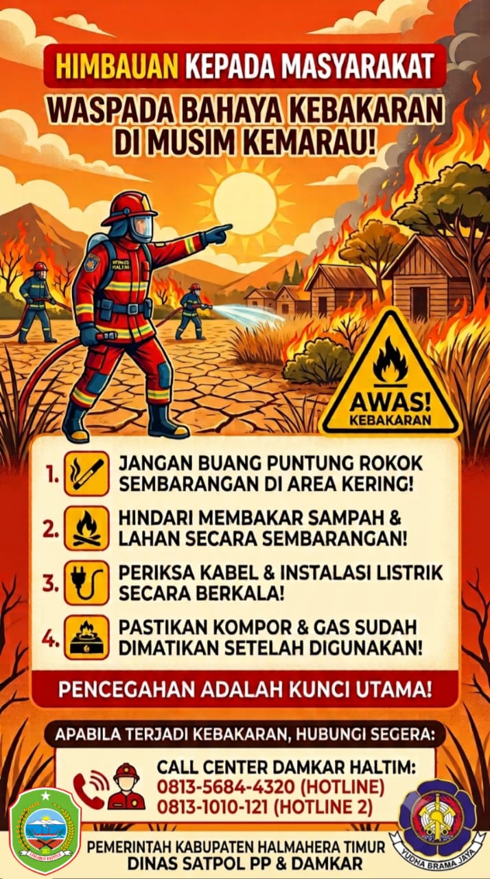 Satpol PP dan Damkar Haltim Menghimbauan Kepada Masyarakat Waspada Kebakaran